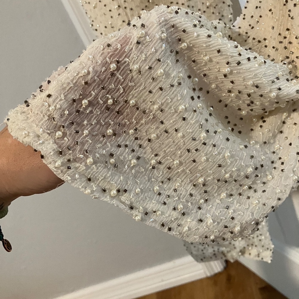 Size Medium 100% Silk Drawstring Beaded Pants - image 6